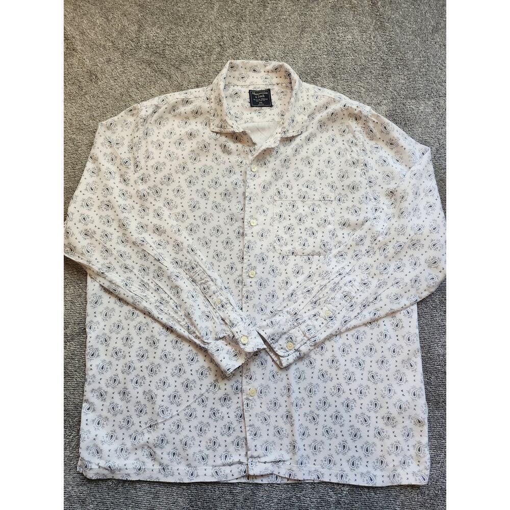Abercrombie & Fitch Men's XXL Paisley Print Long Sleeve Button Down Shirt Y2K